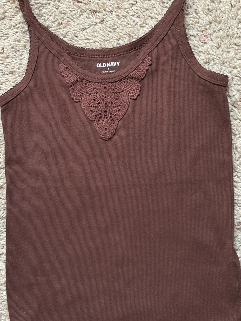 Old Navy Brown Crochet-Trim Camisole Tank Top